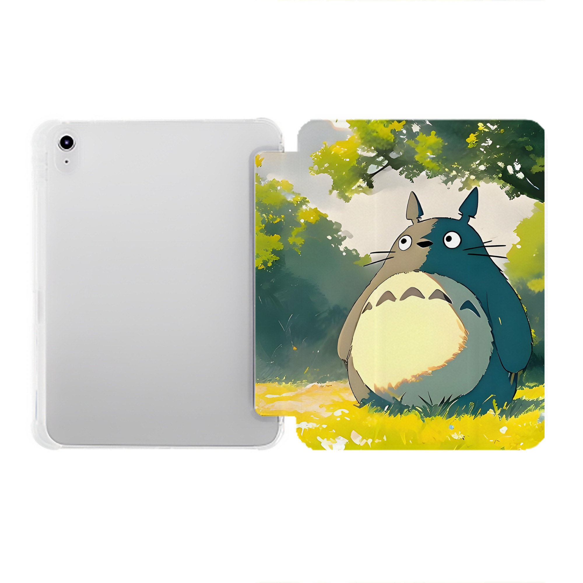 （画像用） となりのトトロ 草壁メイ 草壁サツキ My Neighbor Totoro Satsuki Kusakabe Mei Kusakabe IPad ケース ペン収納付き 三つ折りスタンド PUレザー×シリコン 対応機種9.5/10.5/10.9インチ